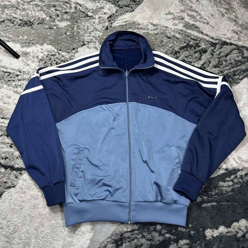 Adidas made in Korea mens vintage‎ 80s Blue Track Tracksuit Top Jacket size S